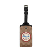 Coach Luggage Tag In Signature Canvas With Patches Signature Canvas-Gunmetal-Tan Multi
