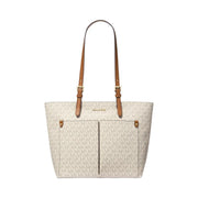 Michael Kors Jet Set Medium Logo Pocket Tote Bag Vanilla