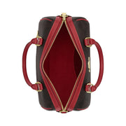 Coach Rowan Satchel Bag In Maxi Signature Canvas Signature Canvas-Im-Walnut-True Red
