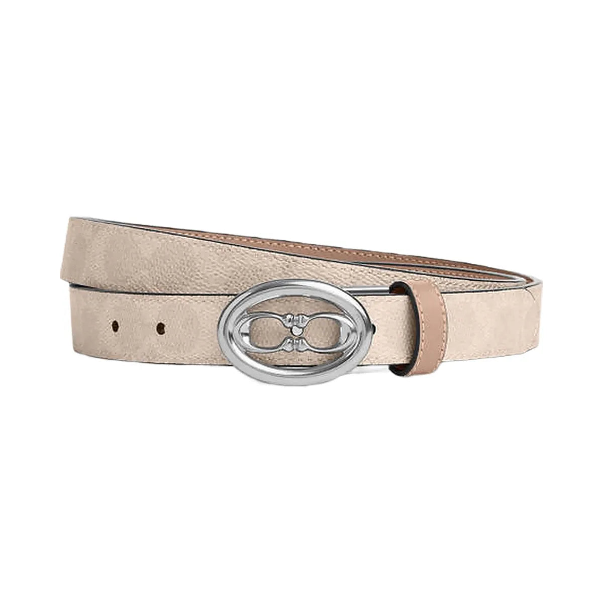 Coach Signature Buckle Cut To Size Belt, 25 Mm Signature Canvas-Silver-Sand-Taupe