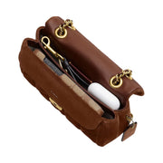 Coach Tabby Shoulder Bag 20 With Quilting Suede-Brass-Warm Brown