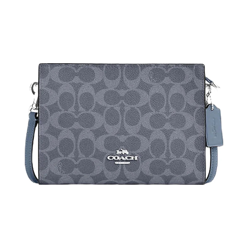 Coach Slim Crossbody Bag In Signature Canvas Signature Canvas-Silver-Chambray
