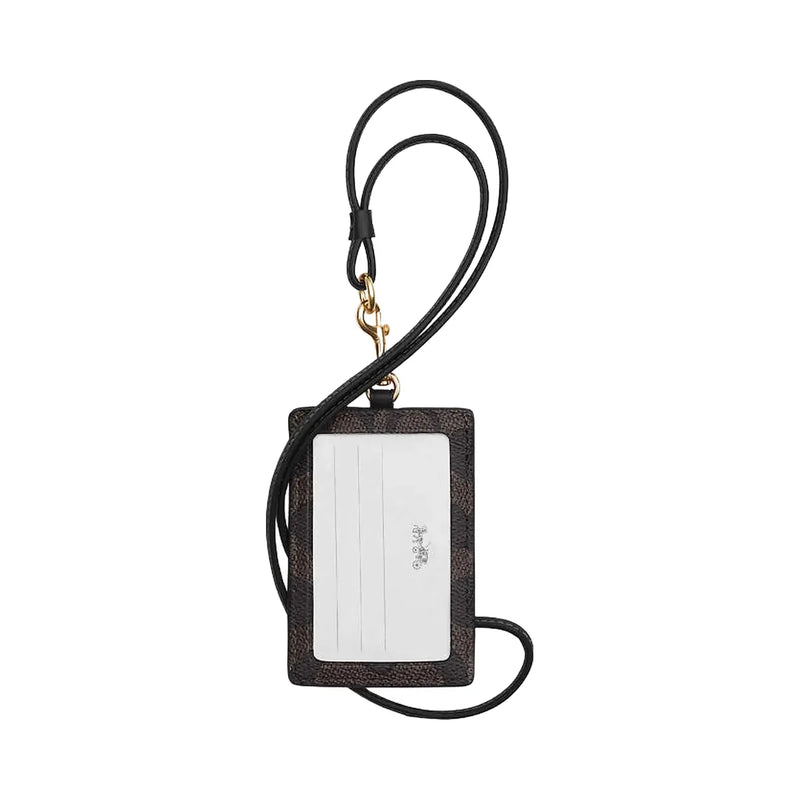 Coach Id Lanyard In Signaure Canvas Signature Canvas-Gold-Walnut-Black
