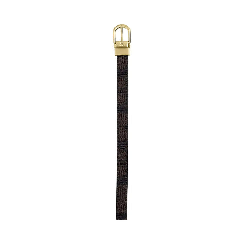 Coach Classic Buckle Cut To Size Reversible Belt, 18 Mm Signature Canvas-Gold-Walnut-Black
