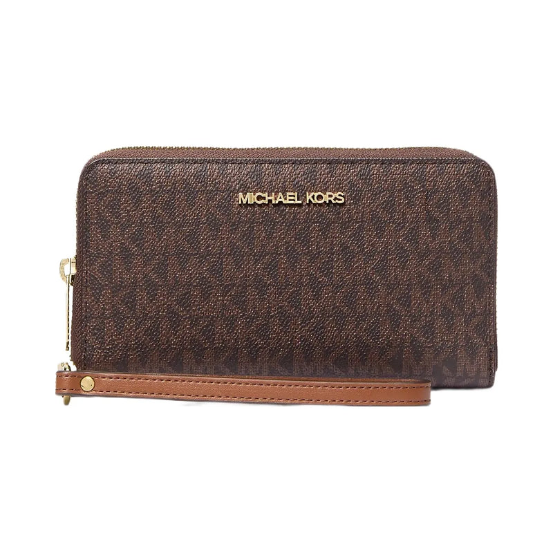 Michael Kors Jet Set Signature Logo Smartphone Wristlet Brown