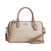 Coach Rowan Satchel Bag In Blocked Signature Canvas Signature Canvas-Silver-Sand-Taupe Multi