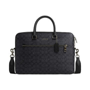 Coach Ethan Slim Brief In Signature Canvas Signature Canvas-Gunmetal-Charcoal-Black