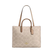 Coach Maggie Tote Bag In Blocked Signature Canvas Signature Canvas-Gold-Sand-Tan