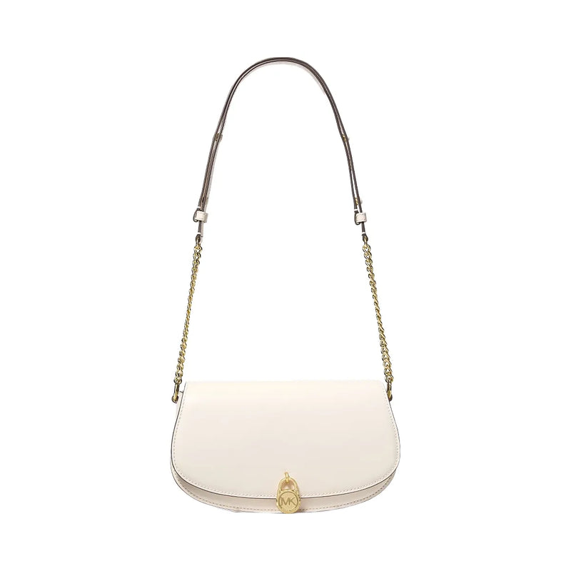 Michael Kors Mila Medium Leather Messenger Bag Lt Cream