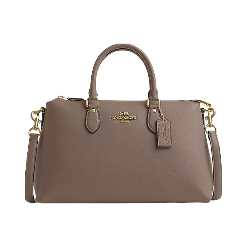 Coach Georgia Satchel Bag Pebbled Leather-Gold-Dark Stone