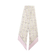 Coach Signature Doodle Heart Print Silk Wide Skinny Scarf Sand-Pink