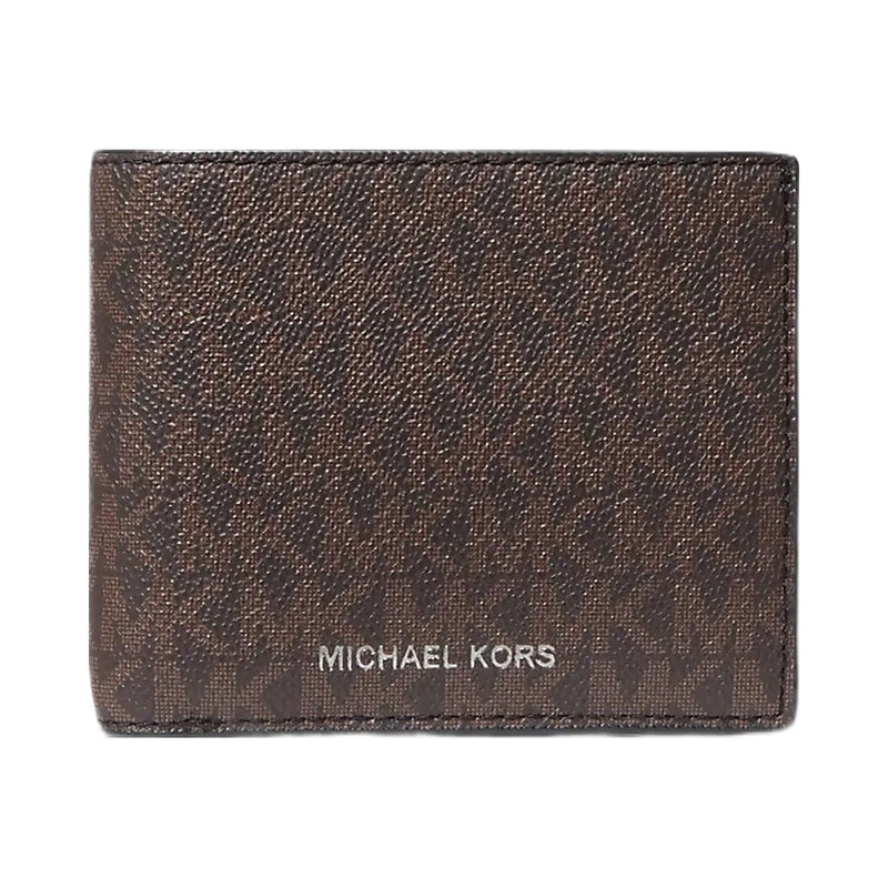 Michael Kors Cooper Logo Billfold Wallet With Passcase Brown-Black