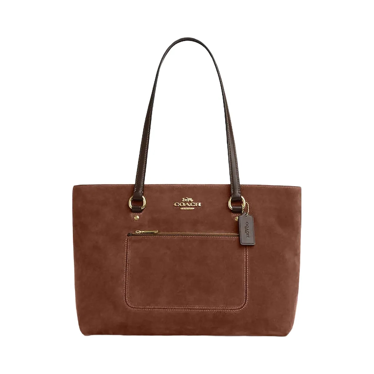 Coach Station Tote Bag Suede-Im-Vintage Brown