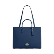 Coach Maggie Tote Bag Pebbled Leather-Gold-Deep Blue