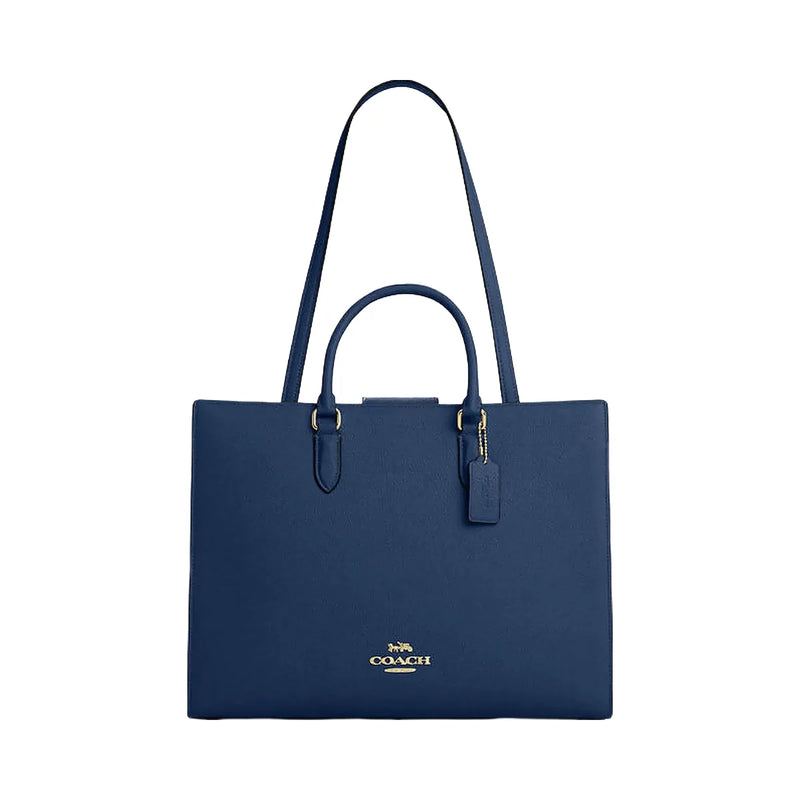 Coach Maggie Tote Bag Pebbled Leather-Gold-Deep Blue