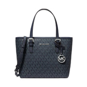 Michael Kors Jet Set Travel Extra-Small Logo Top-Zip Tote Bag Navy