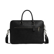 Coach Ethan Slim Brief In Signature Leather Pebbled Leather-Gunmetal-Black