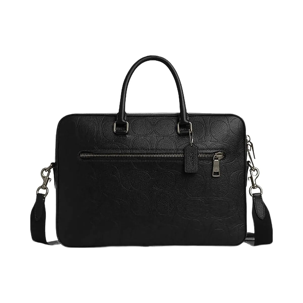 Coach Ethan Slim Brief In Signature Leather Pebbled Leather-Gunmetal-Black