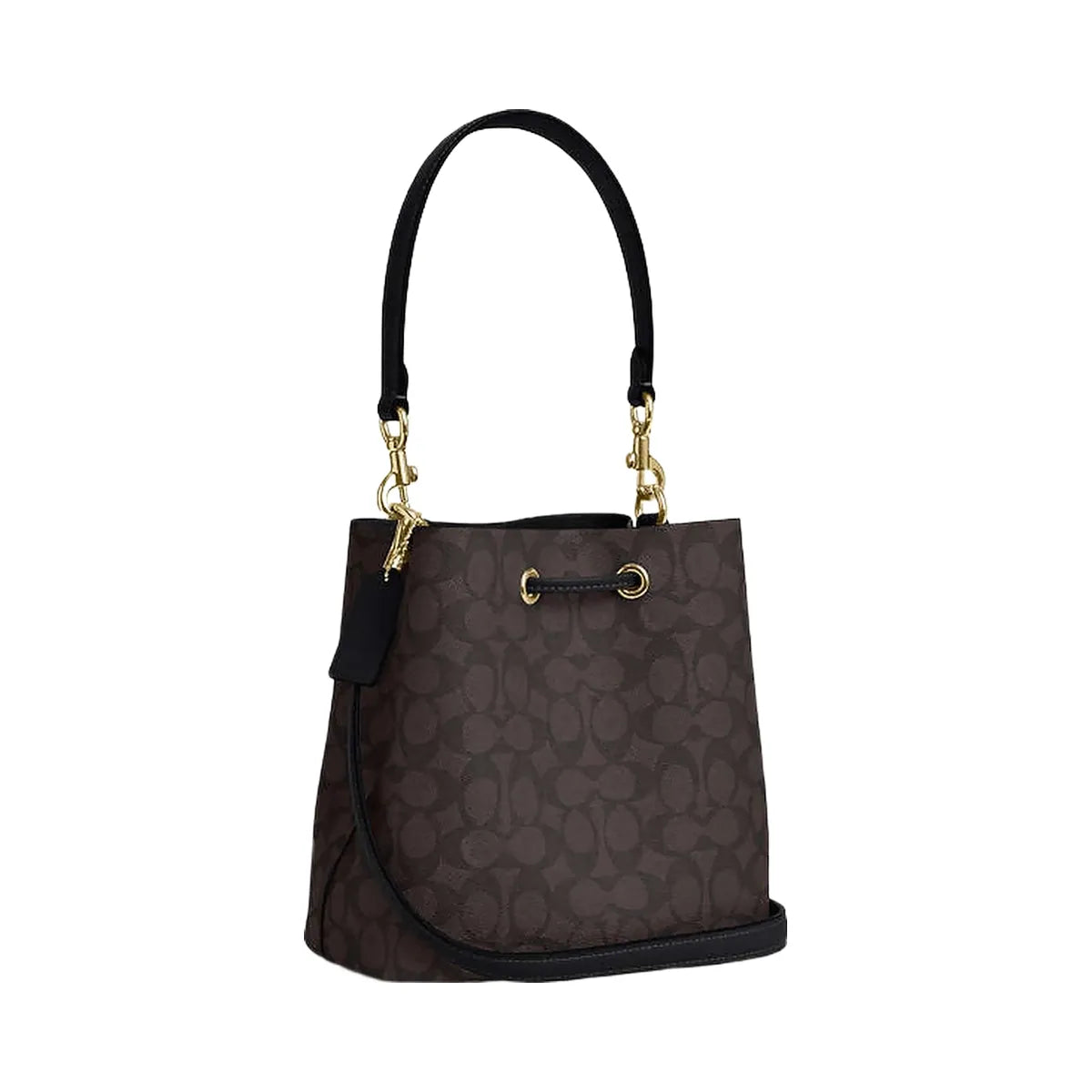 Coach Rowan Bucket Bag In Signature Canvas Signature Canvas-Gold-Walnut-Black