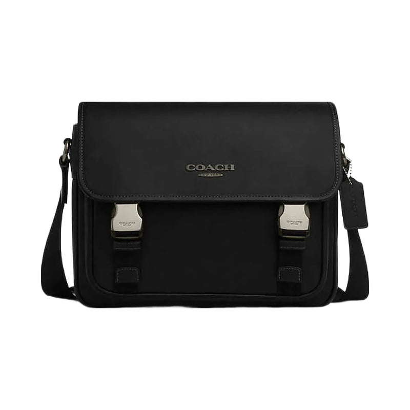 Coach Racer Messenger Bag Smooth Leather-Gunmetal-Black