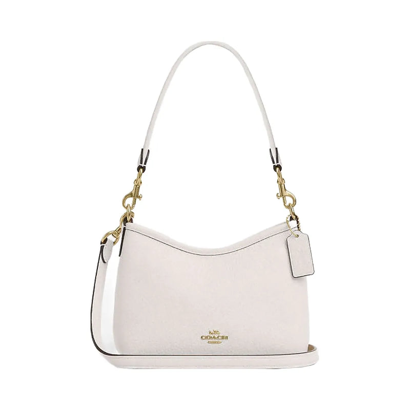 Coach Laurel Small Shoulder Bag Pebbled Leather-Gold-Chalk