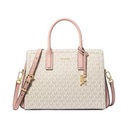 Michael Kors Laila Medium Signature Logo Satchel Vanilla-Soft Pink
