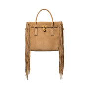 Michael Kors Hamilton Moderne Large Fringed Suede Satchel Husk