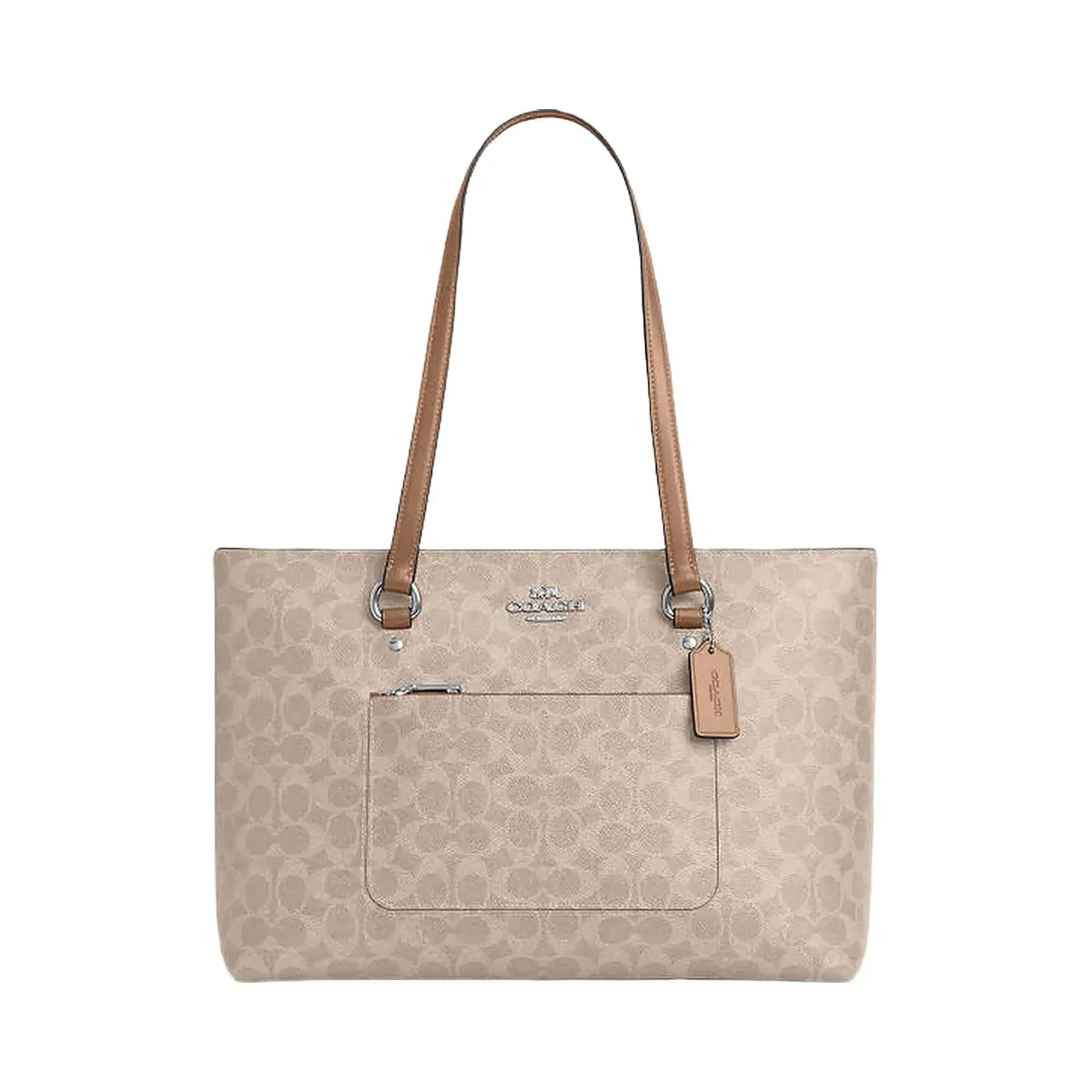 Coach Station Tote Bag In Signature Canvas Signature Canvas-Silver-Sand-Taupe