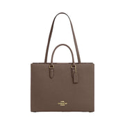 Coach Maggie Tote Bag Pebbled Leather-Gold-Dark Stone