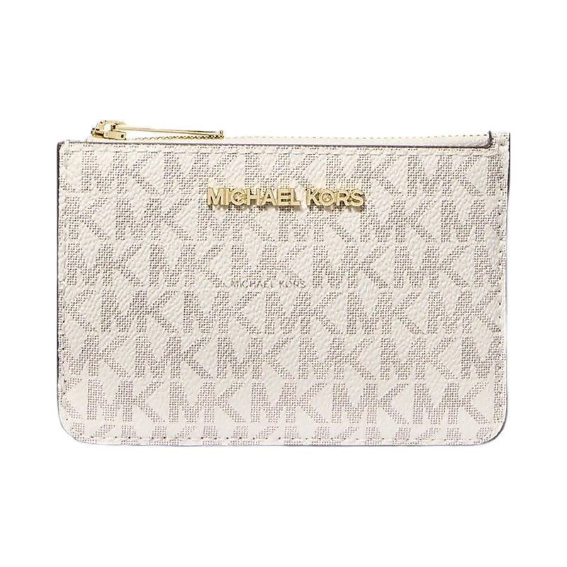 Michael Kors Jet Set Travel Small Signature Logo Coin Purse Vanilla