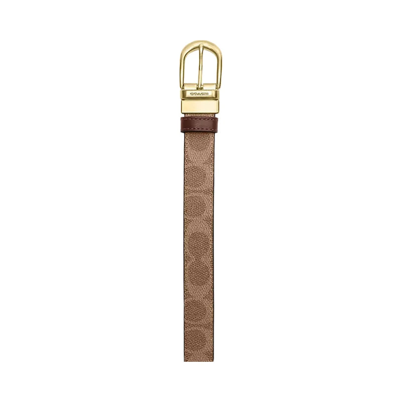 Coach Harness Buckle Cut To Size Reversible Belt, 25 Mm Signature Canvas-Gold-Tan-Brown