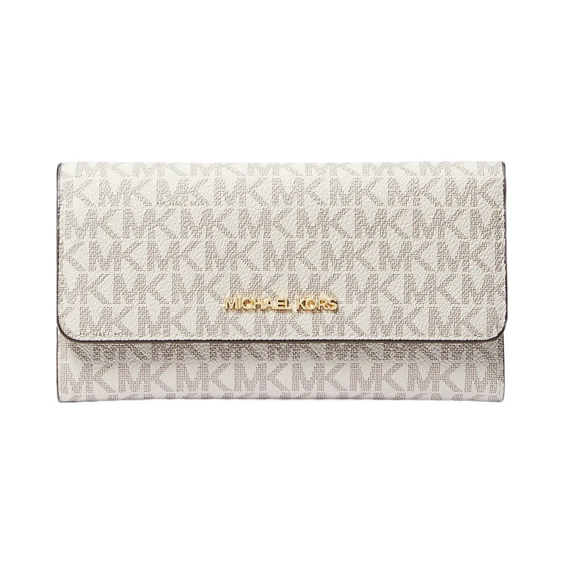 Michael Kors Jet Set Large Logo Trifold Wallet Vanilla