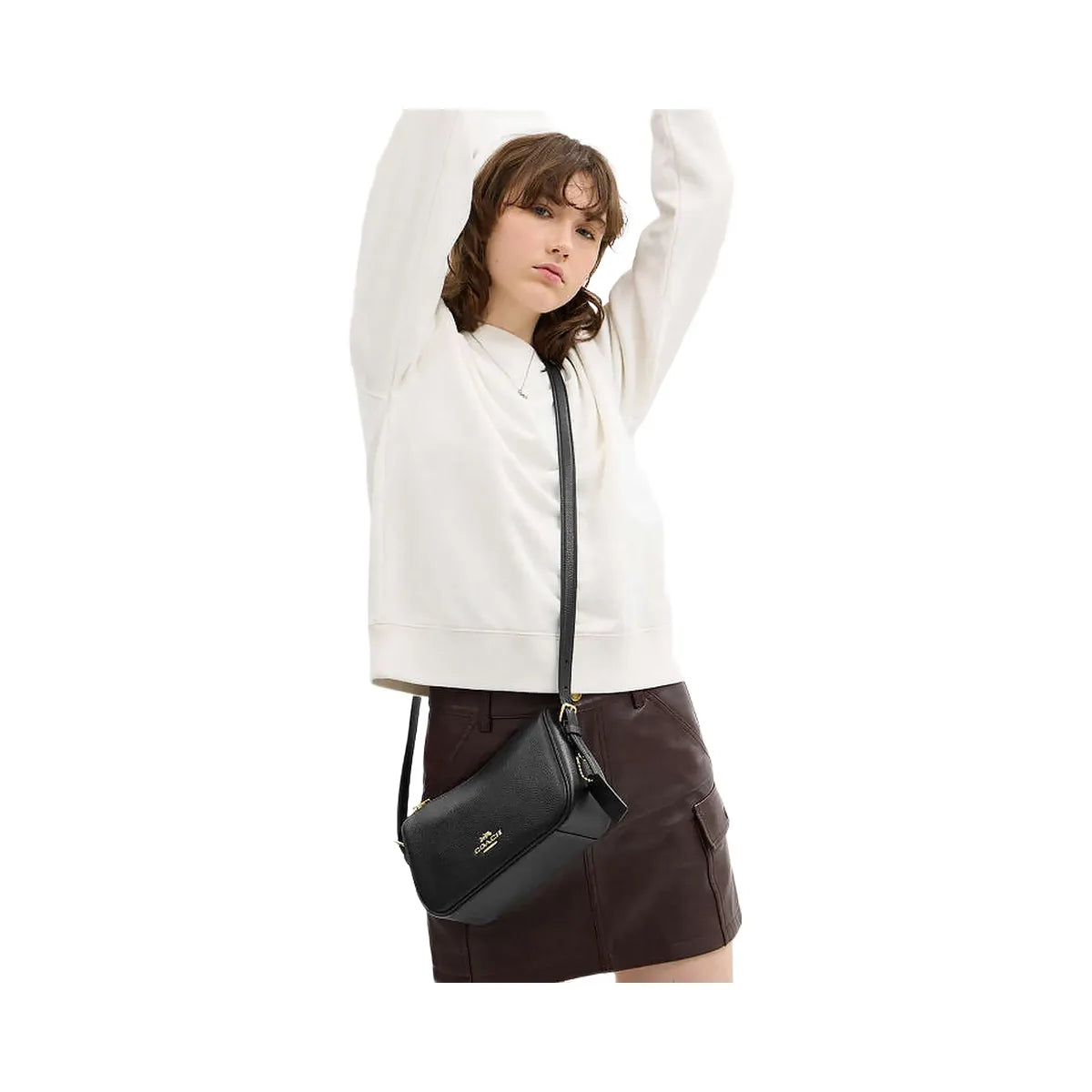 Coach Kailey Shoulder Bag Pebbled Leather-Gold-Black