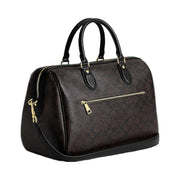 Coach Rowan Large Satchel Bag In Signature Canvas Signature Canvas-Gold-Walnut-Black