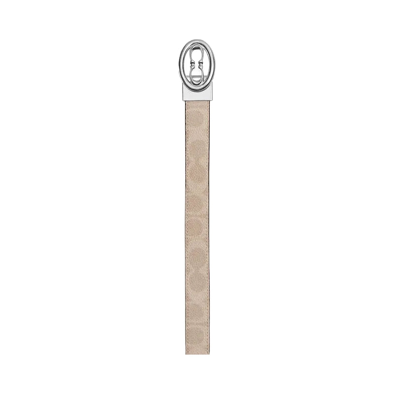 Coach Signature Buckle Cut To Size Belt, 25 Mm Signature Canvas-Silver-Sand-Taupe