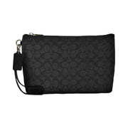 Coach Pouch In Signature Canvas Signature Canvas-Gunmetal-Charcoal-Black