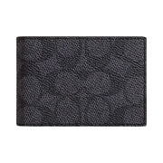 Coach Compact Billfold Wallet In Signature Canvas Signature Canvas-Charcoal-Black