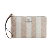 Coach Large Corner Zip Wristlet In Signature Canvas Coated Canvas-Sv-Sand-Tan