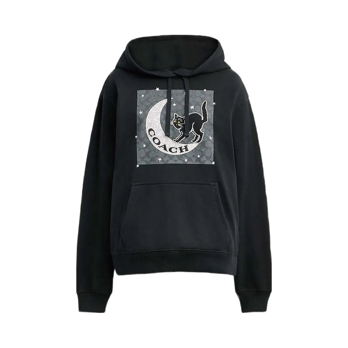 Coach Halloween Black Cat Moon Signature Square Hoodie Black