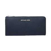 Michael Kors Jet Set Travel Large Saffiano Leather Quarter-Zip Wallet Navy