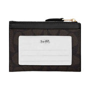 Coach Mini Skinny Id Case In Signature Canvas Signature Canvas-Gold-Walnut-Black