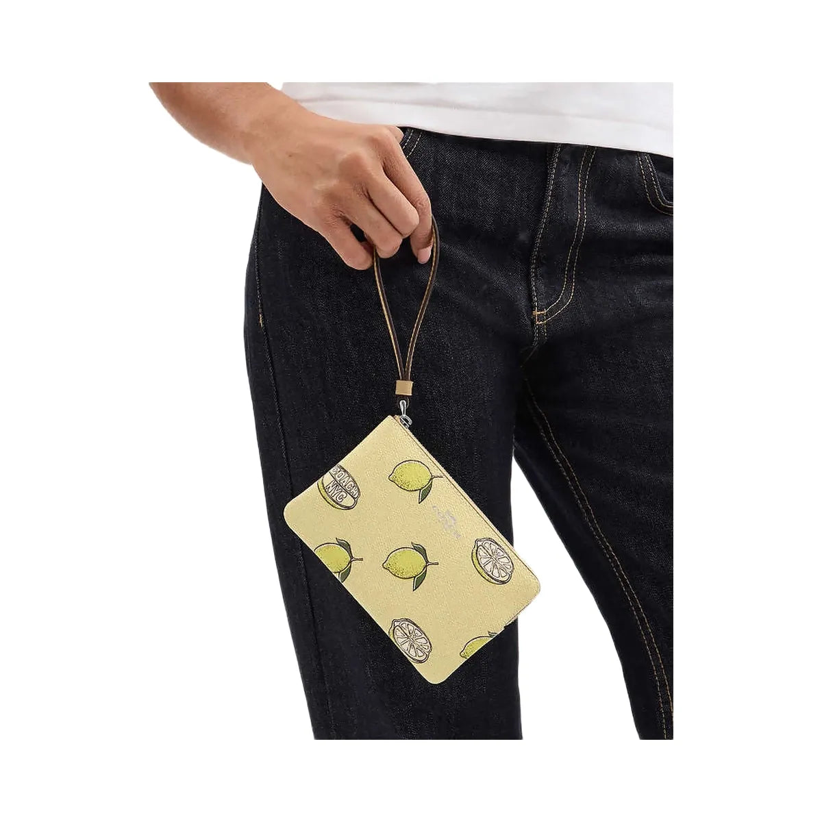 Coach Corner Zip Wristlet With Lemon Print Sv-Garden Glade Multi