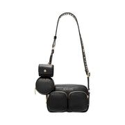 Michael Kors Jet Set Medium Leather Crossbody Bag with Case for Apple Airpods Pro® Black