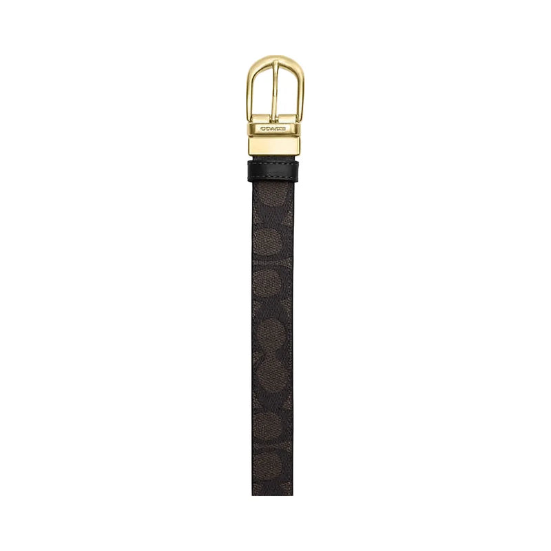 Coach Harness Buckle Cut To Size Reversible Belt, 25 Mm Signature Canvas-Gold-Walnut-Black