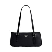 Coach Asher Shoulder Bag Glazed Leather-Silver-Black