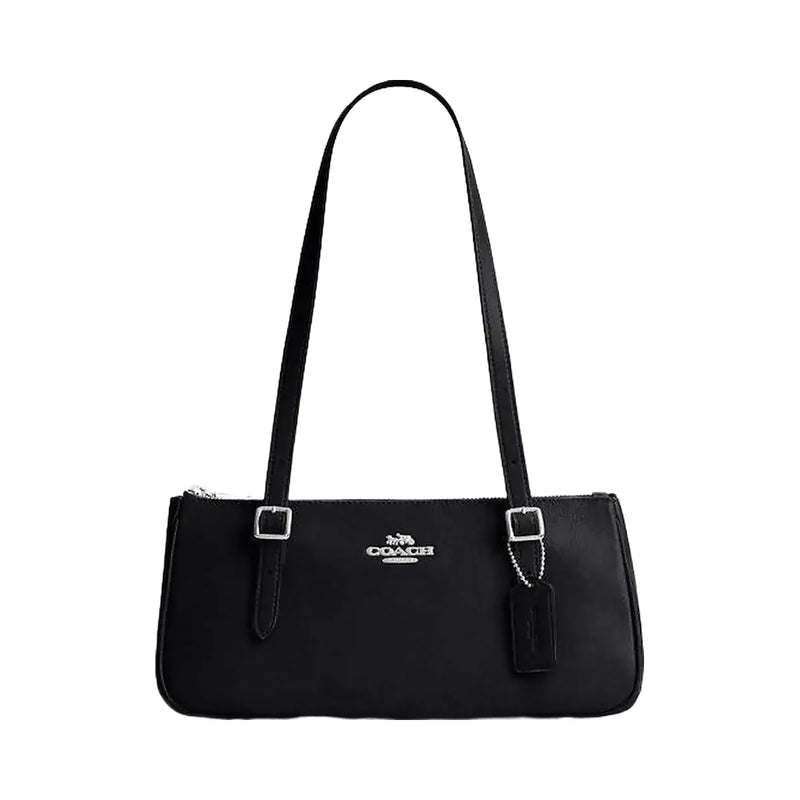 Coach Asher Shoulder Bag Glazed Leather-Silver-Black