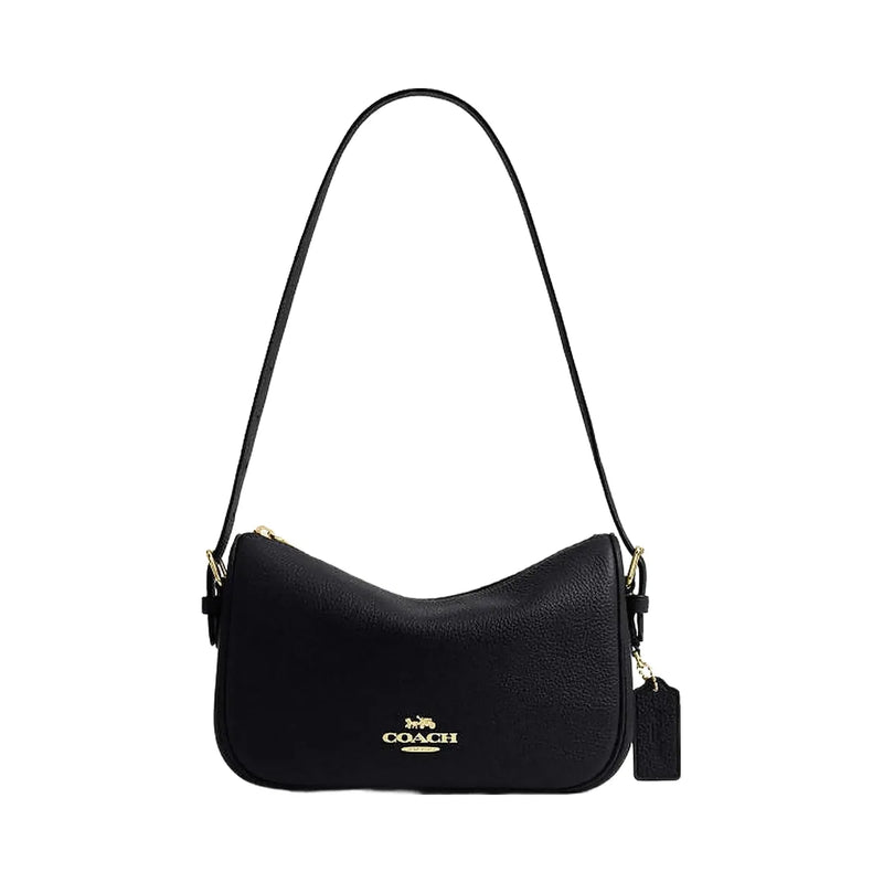 Coach Kailey Shoulder Bag Pebbled Leather-Gold-Black