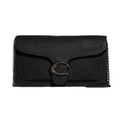 Coach Tabby Chain Clutch Polished Pebble Leather-Pewter-Black