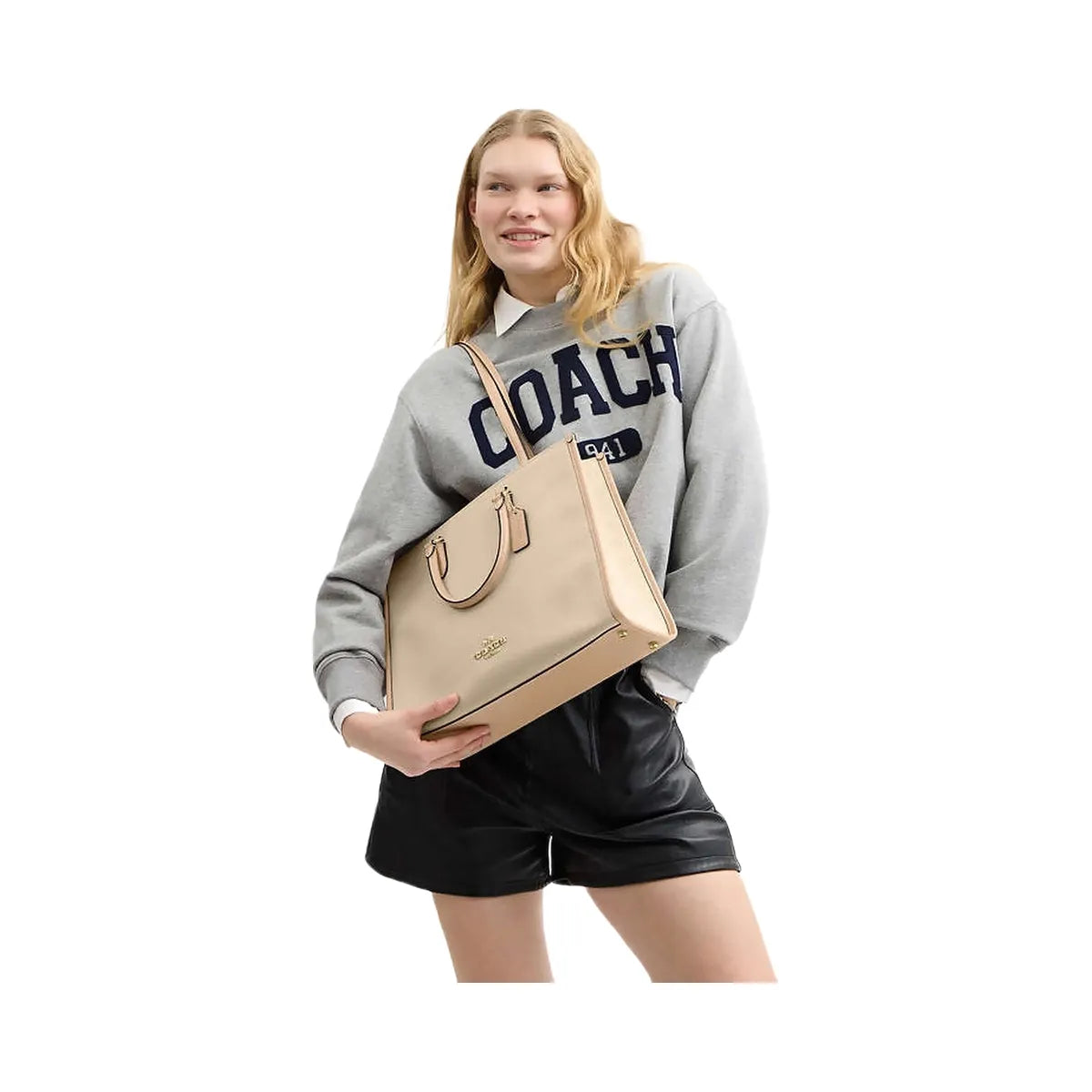 Coach Maggie Tote Bag In Colorblock Im-Dark Natural Multi