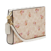 Coach Slim Crossbody Bag In Signature Canvas With Floral Print Gold-Sand Multi